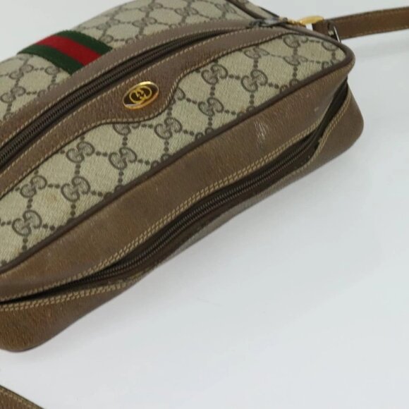 GUCCI GG Supreme Web Sherry Line Shoulder Bag PVC Beige - Picture 6 of 16